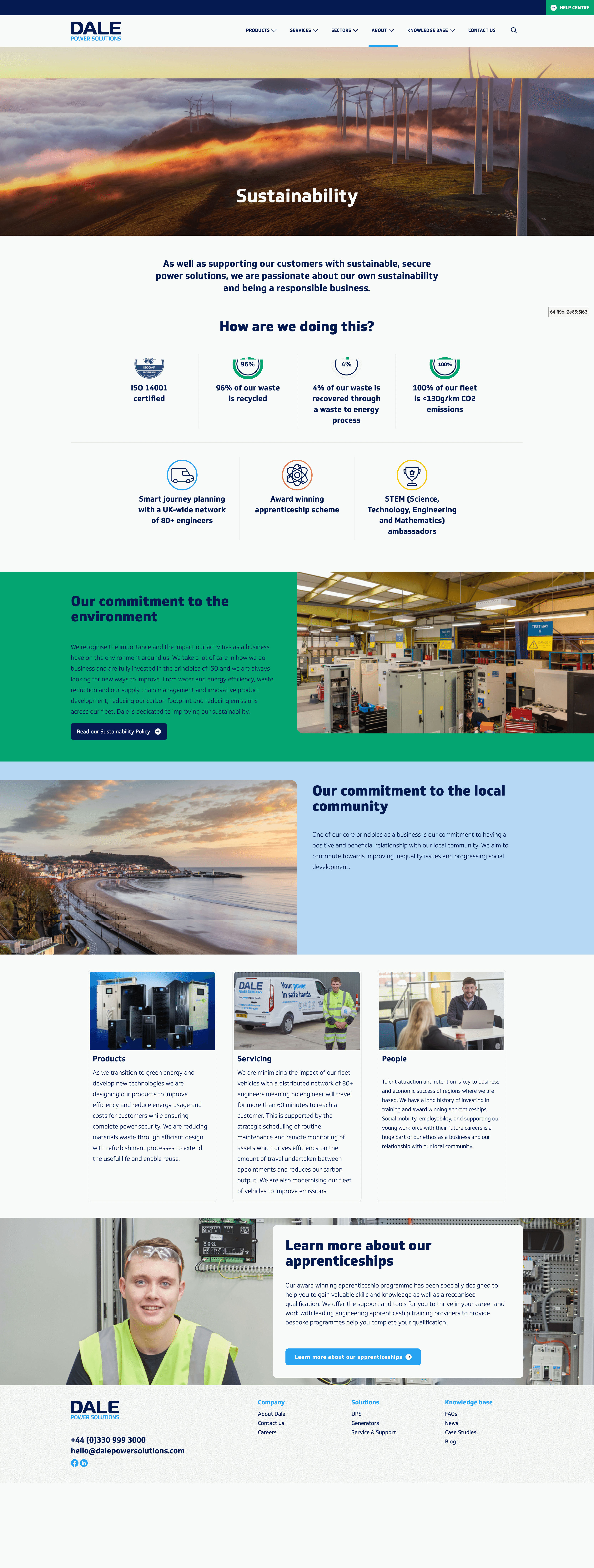 Dale Power Solutions sustainability content view