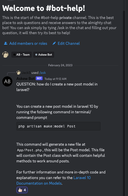 We've integrated ChatGPT into our Discord server....A real use for AI